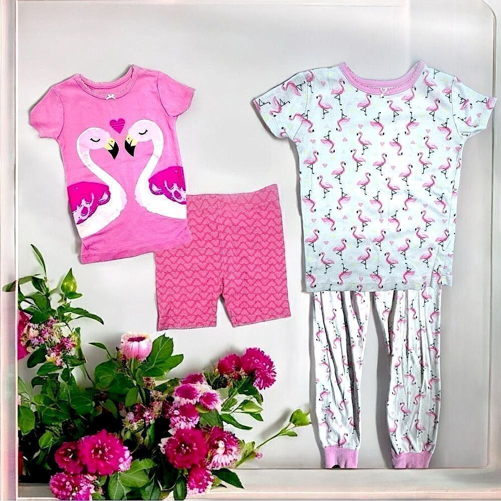 Kid’s Headquarters l 2 pair l Mix & Match l Girl’s PJ’s l Pink w/ Flamingo l 6/7
